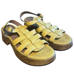 Lucky Brand Jemimmy Clog Slingback Sandal Leather Upper Yellow Summer US 7.5M/38